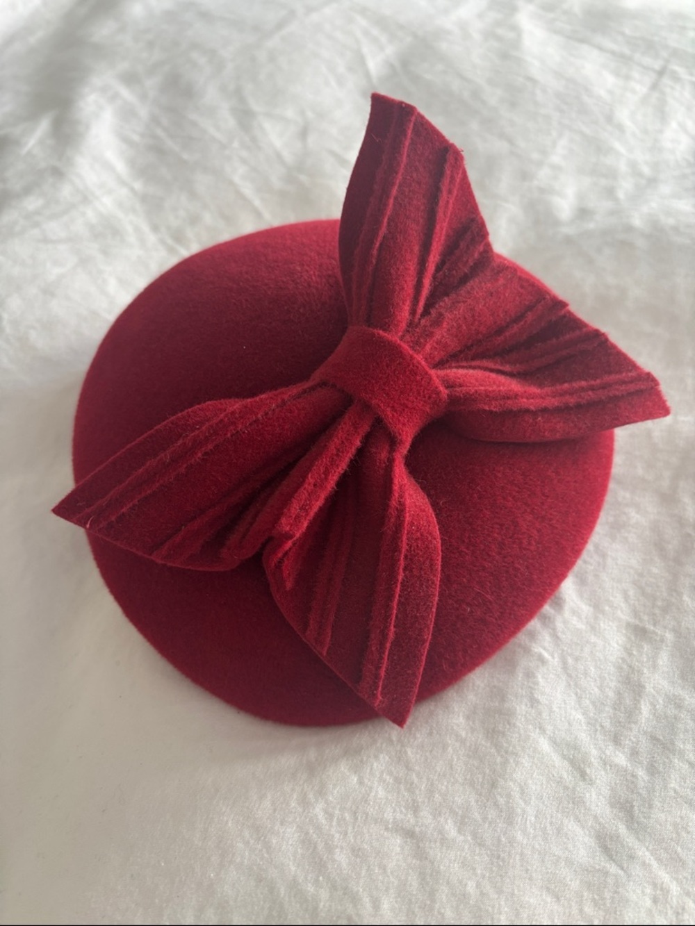 Classic Red Wool Bow Fascinator - Women Accessories
